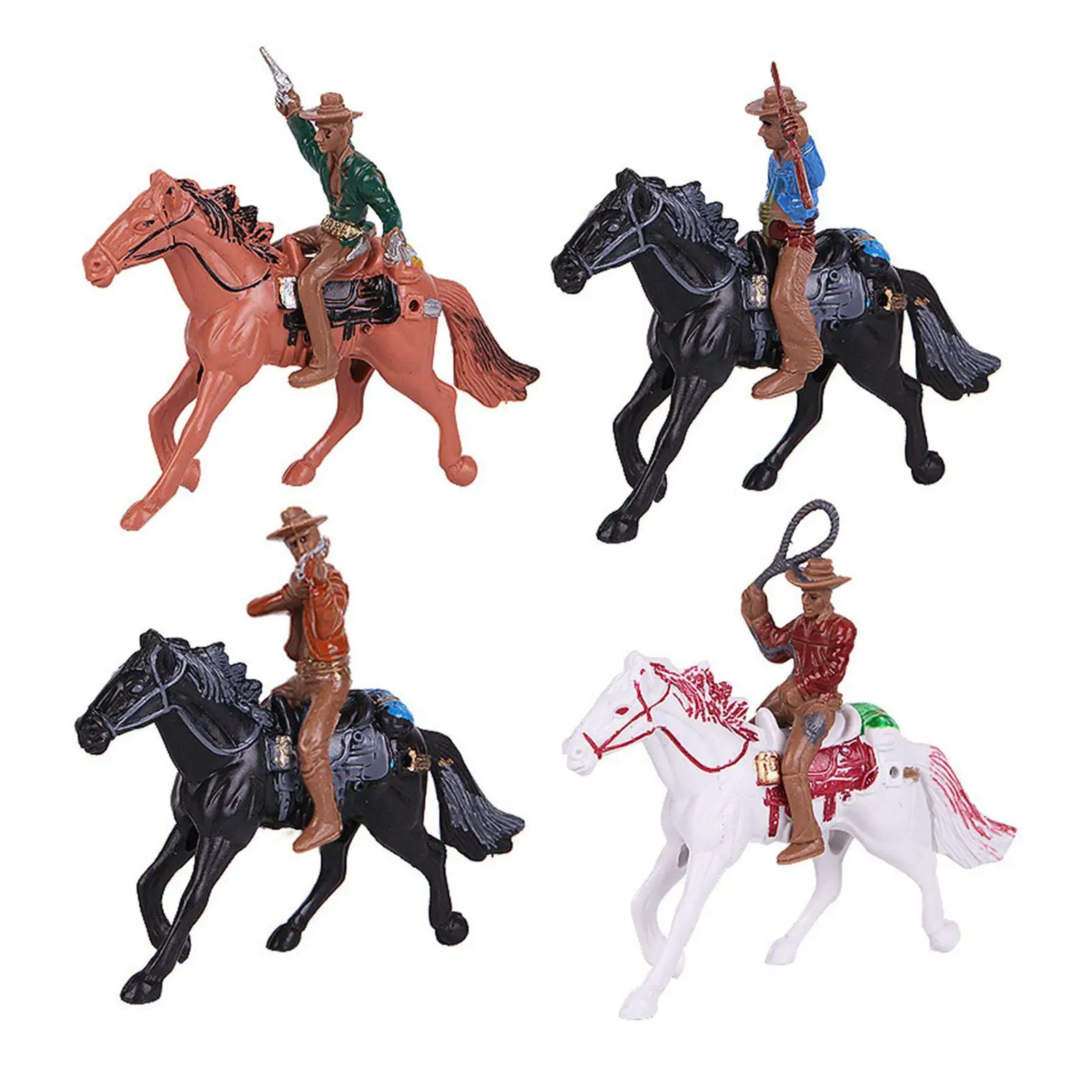 Estatuilla de montar a caballo Figuras americanas Regalo de cumpleaños Modelo de vaquero occidental Figuras de personajes para niños pequeños