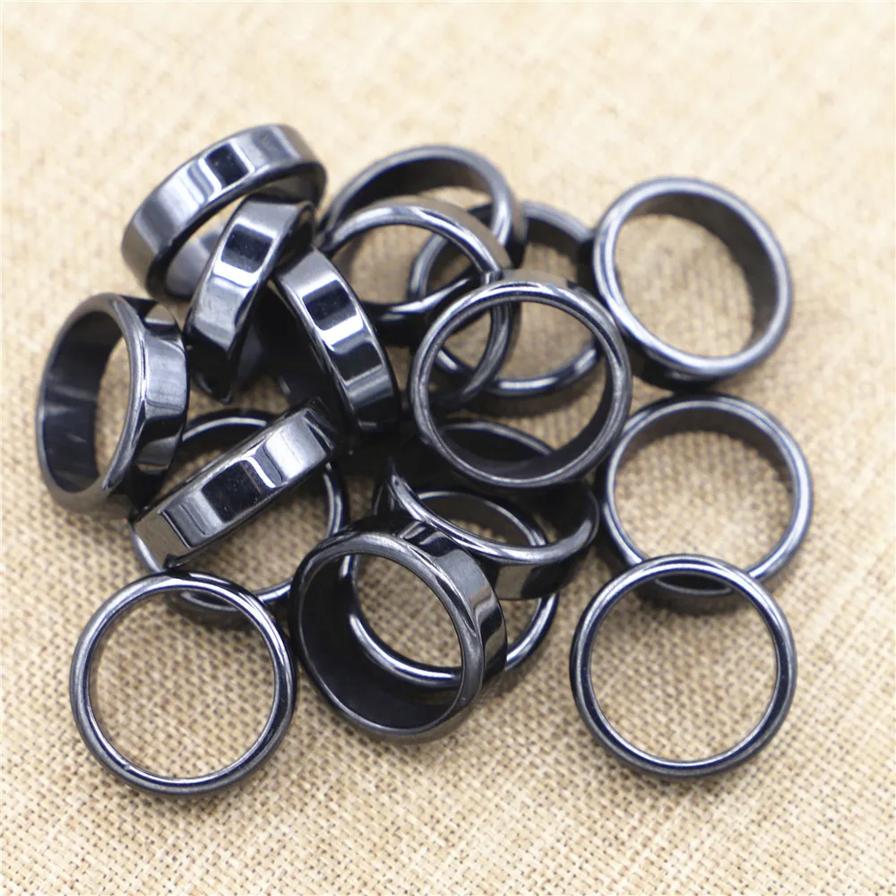 10pcs/ Lot 6mm Unisex Hematite Rings Colorful Gallstone Couple Rainbow Non-magnetic Relieve Anxiety Jewelry Gift Size 16-23