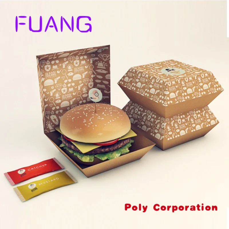 

Custom Custom Printed Recycled Containers Take Away Food Burger Hamburger Box Packaging Sushi Cake Cookie Cheesecake Paper Boxe