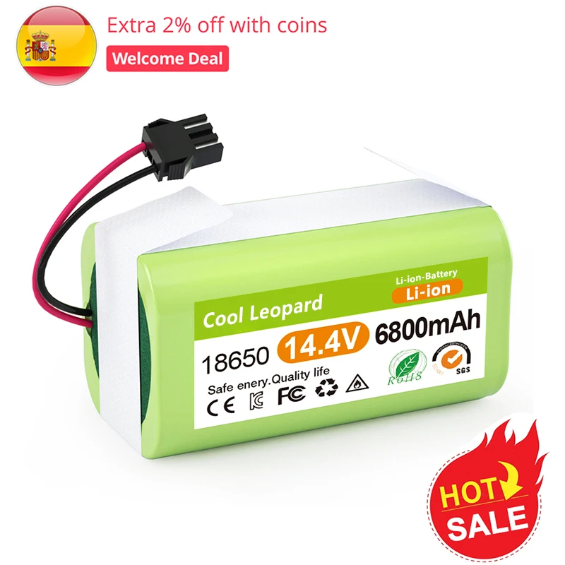 

4S1P 14.4V 6800mAh Rechargeable Lithium Battery Pack,for Robot Vacuum Cleaner Replacement 18650 Li-ion Battery