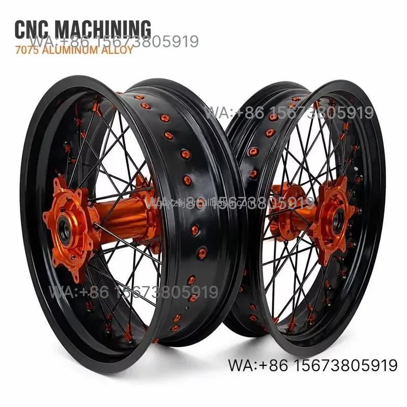 For  Wmwmnu 17 Inch Supermoto Wheels Set  EXC SXF XC-W TPI High Permance CNC Aluminum Alloy Anodized Rims Motocross