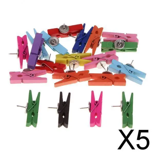 5X 20/50Pcs Mini Wooden Clothespins Push Pins Tacks Drawing Pins