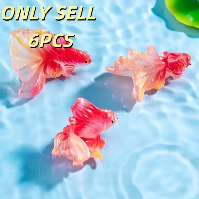 1 set of 6 pieces of micro landscape creative koi goldfish, fish tank water landscape ocean decoration ornaments