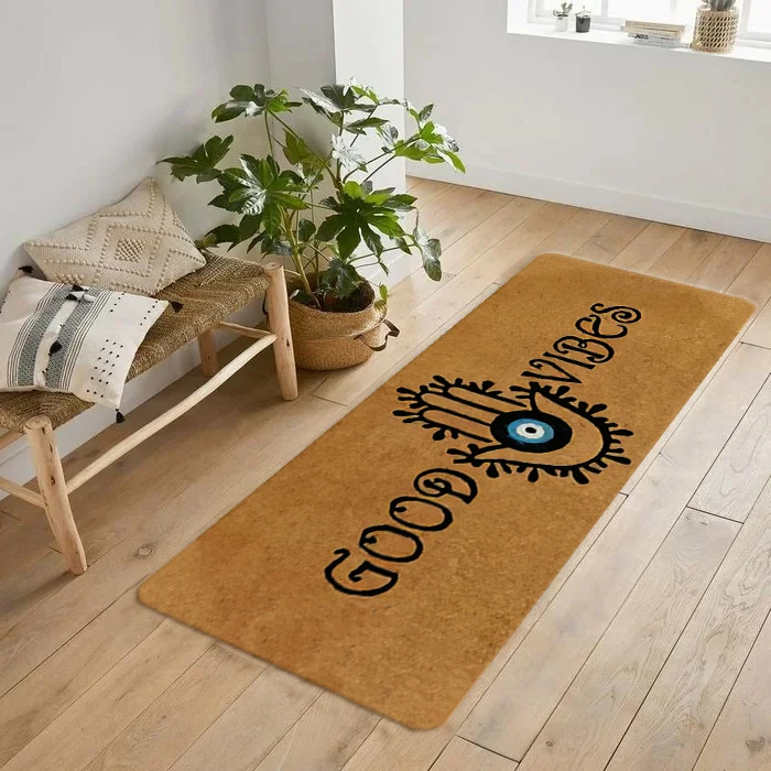 Evil Eye Welcome Doormat - Non-Slip, Easy Clean Entrance Rug for Indoor/Outdoor Use, Durable Polyester, Stain Resistant