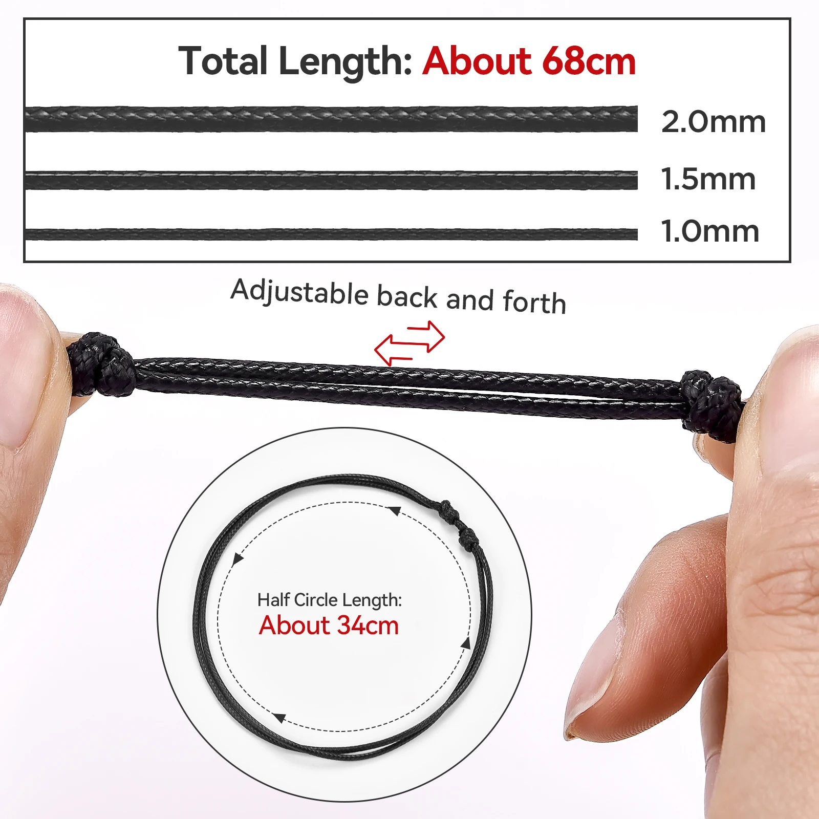 1.0/1.5/2.0MM Wax Rope Leather Cord Sliding Knot Adjustable Long Choker Necklaces For Jewelry Making Findings Supplies Wholesale