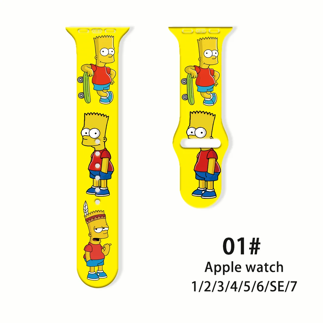 Correa de silicona de dibujos animados Simpson para Apple Watch, pulsera de 41mm, 45mm, 44mm, 42mm, 40mm, 38mm para iWatch SE 7 6 5 4 3 2 1