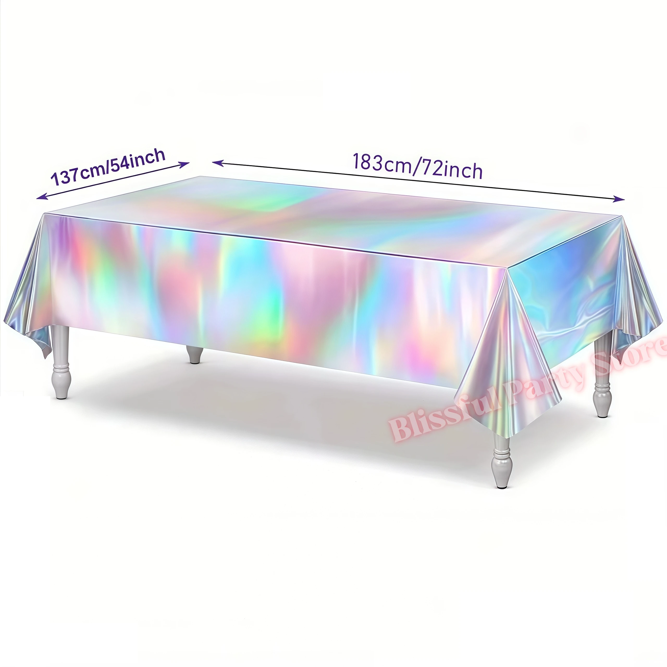 Rosa-Lila Laser-Tischdecke Schimmernde Laser-Regenbogen-Tischdecke Geburtstags-Party-Dekoration Hochzeit Festliche Babyparty-Zubehör – Detail 5