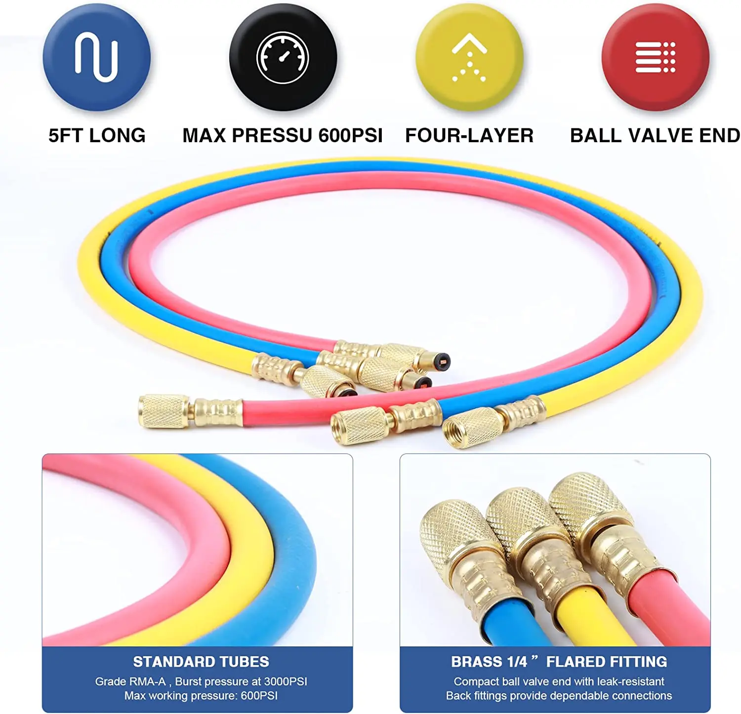 Home AC Diagnostic Manifold Freon Gauge Set Adjustable Brass Couplers 1/4\