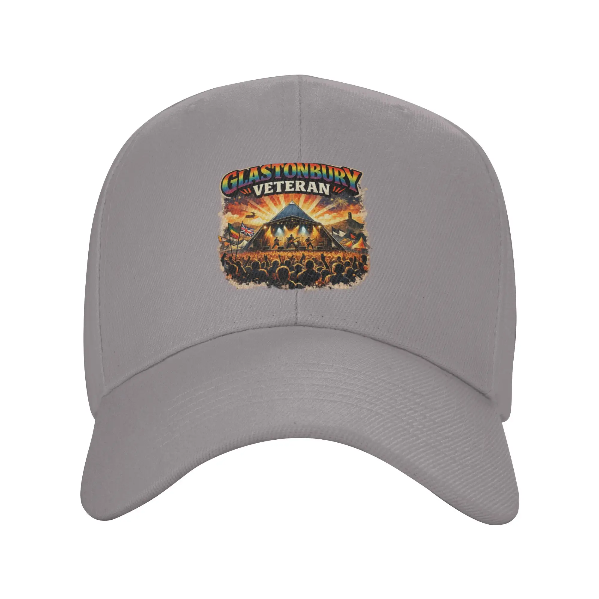 Glastonbury Veteran   UK Music Festival Crowd Retro Design Trendy Baseball Cap Warehouse Work Comfortable Fit Peaked Cap