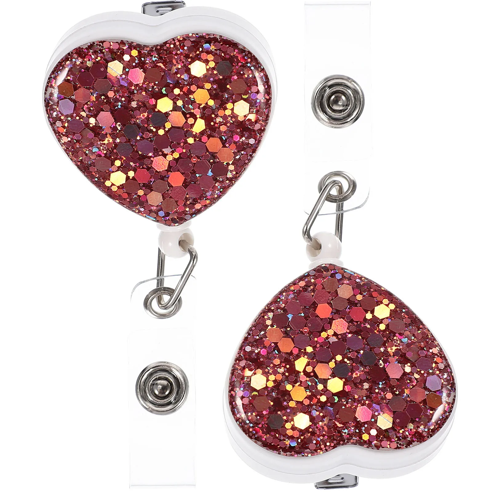 

2Pcs Heart Shaped Cards Buckles Premium Badge Clips for Nurse Id Cards Portable Convenient Functional Lanyard Accessories
