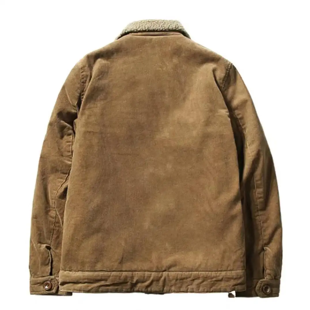 

Мужская зимняя новая универсальная повседневная свободная теплая вельветовая плюшевая хлопковая куртка с воротником-поло, топ