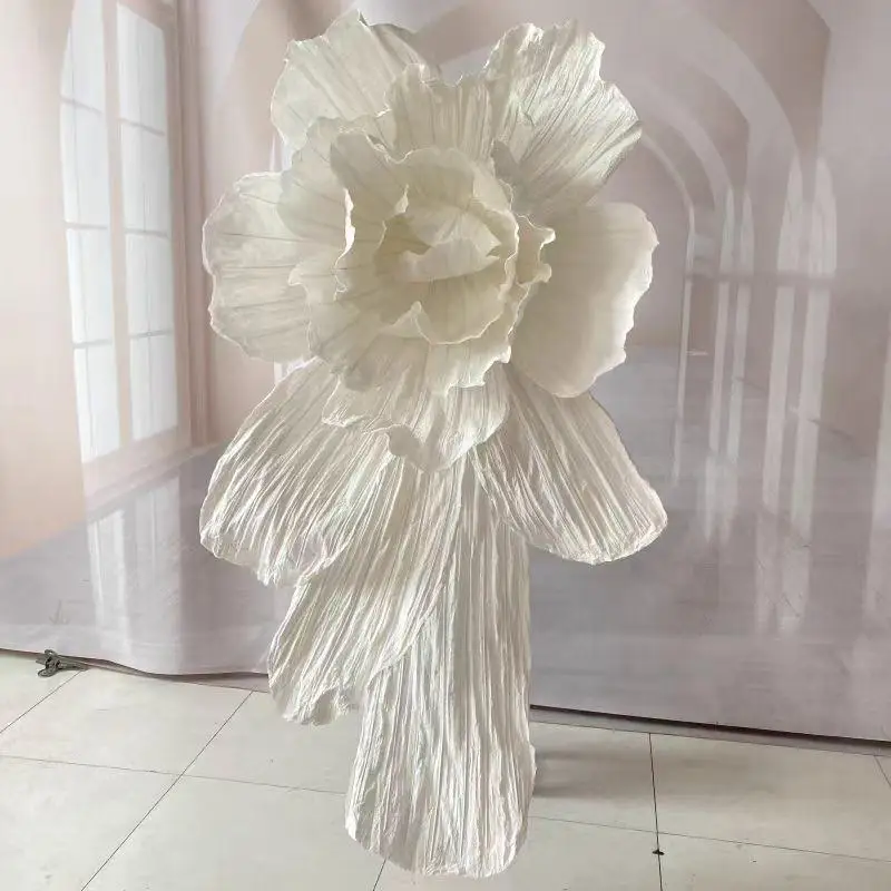 

Red Large Paper Beauty Plastic Flower Wrinkled Paper Smudging Three-dimensional Simulation Flower Wedding Background Decoration