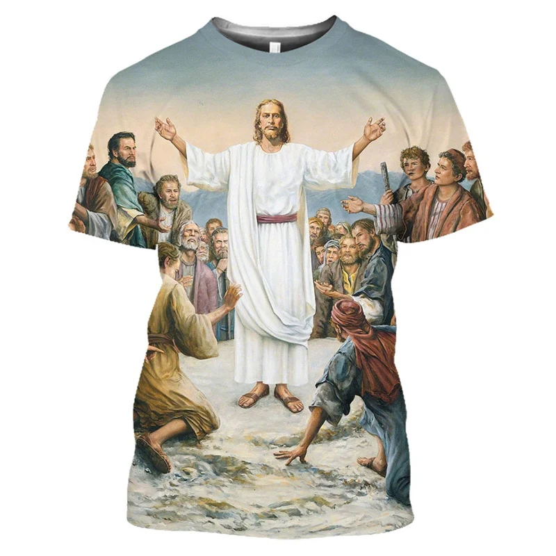 New Summer 3D Christian Jesus Printing T Shirt Jesus Love Everyone Tee Shirts For Men Kid Fashion Cool Streetwear Short Sleeves