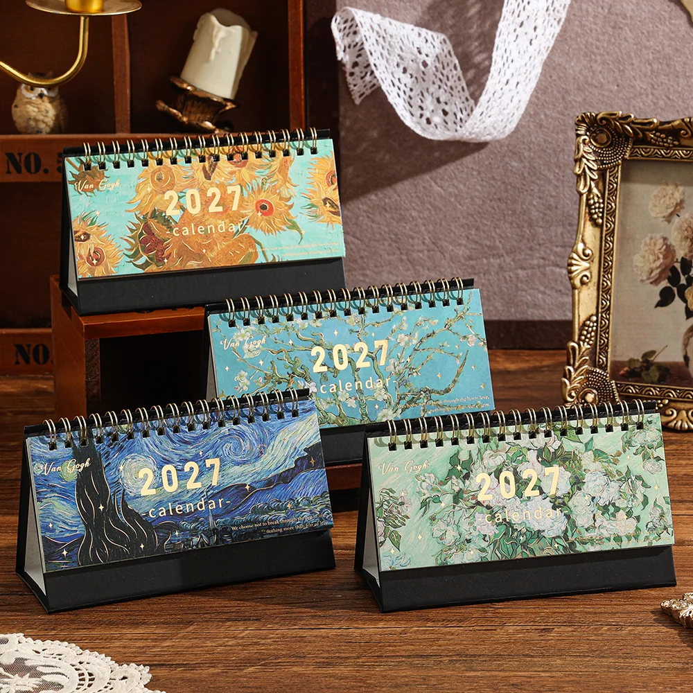 2027 Painting Desk Calendar Small Portable Size Daily Monthly Planner Pages Home Office School Use Schedule Organizer