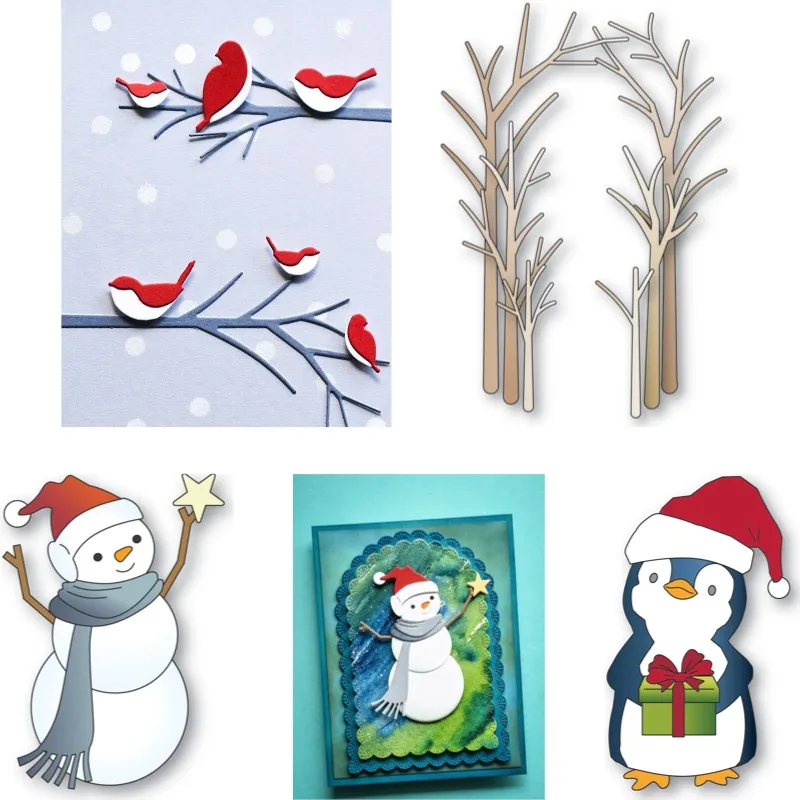 Mouse Evergreen Holly Holiday Robin Cutting Die Scrapbook Diary Decoration Stencil Embossing Template DIY Greeting Card Handmade