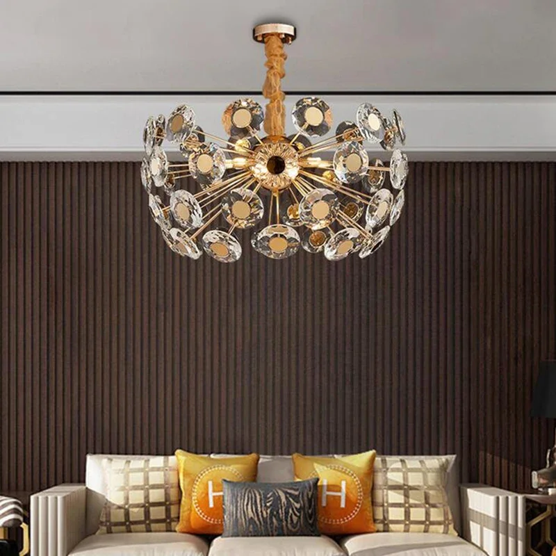 

Modern Gold Crystal Chandelier Living Room Dining LED Lighting Luxury Kitchen Bedroom Fixtures