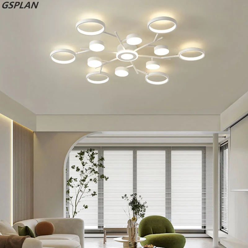 Lustres LED de style moderne et simple pour salons, chambres à coucher, cuisines, salles d'étude, design blanc, télécommande