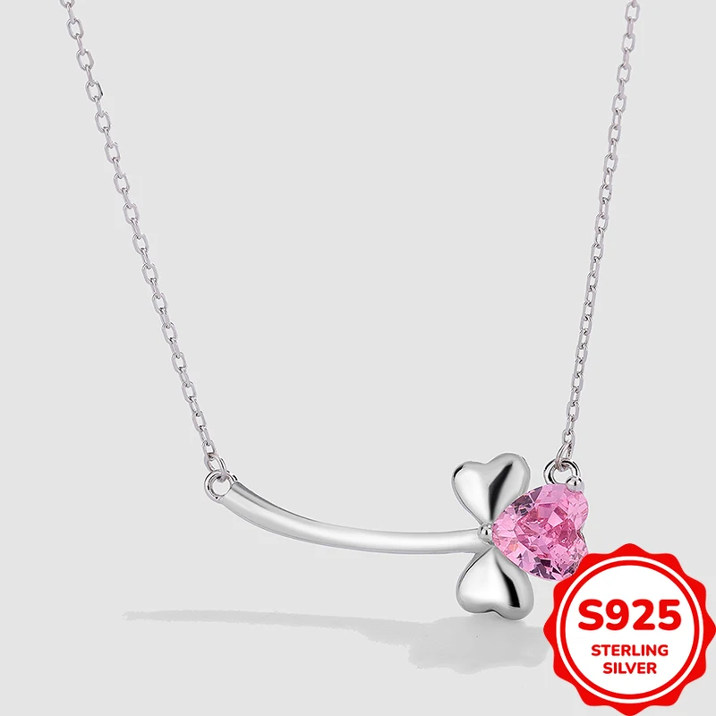 Exquisite and Fashionable Genuine S925 Silver Smile Heart-shaped Women's Necklace Commuting Versatile Clavicle Chain