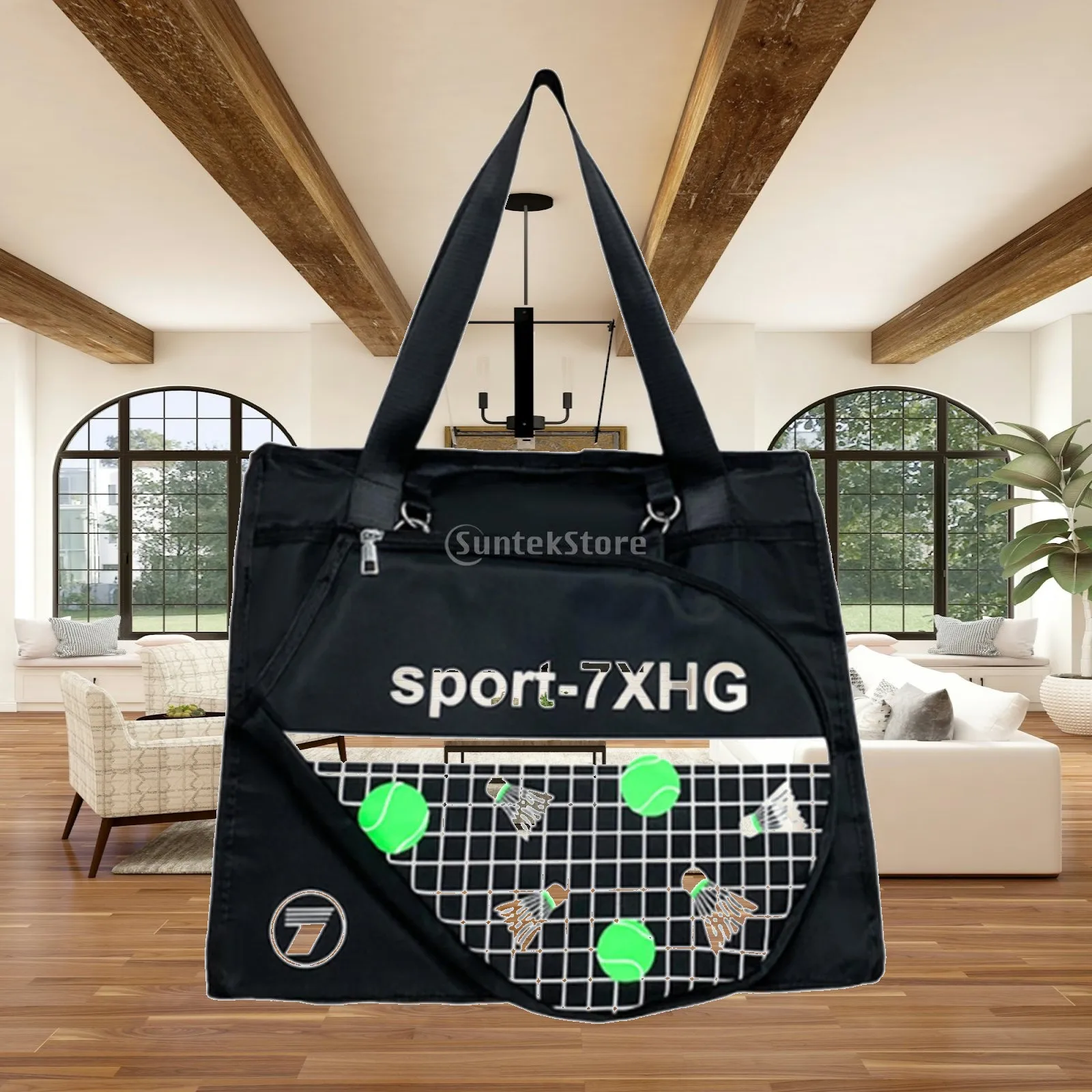 

Outdoor Sports Fitness Shoulder Bag Multifunctional Tennis Racket Tote Oxford Cloth Large Capacity for Training Hiking