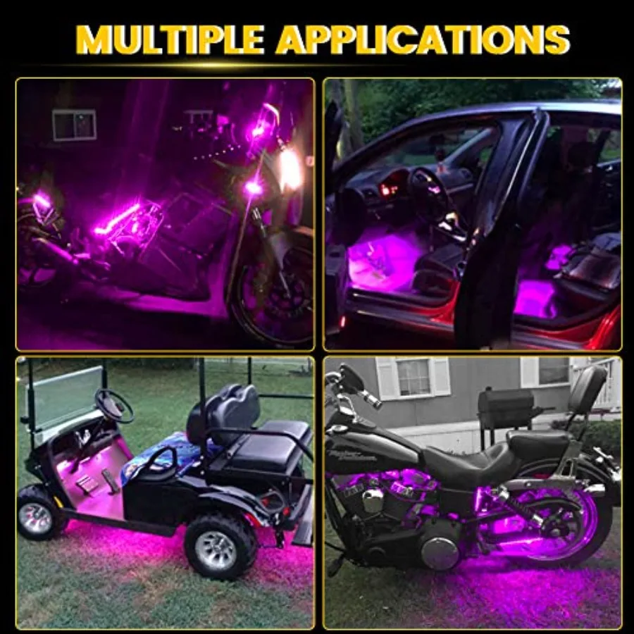 Led Strip Lights for Cars, 27CM 5050 15SMD Waterproof Car Underglow Lights Motorcycles Golf Cart Boat Decoration Led Interior E