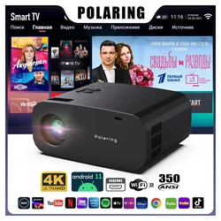 Polaring P7 Pro 4K 프로젝터, Allwinner H713 안드로이드 프로젝터, 듀얼 6G 와이파이 BT 350Ansi 시네마 홈 키스톤 1080P 프로젝터