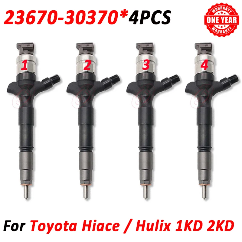 

4pcs Euro4 Nozzle 23670-30370 Common Rail Injector 095000-8650 Diesel Sprayer 23670 30370 For Toyota Hiace Hilux 1KD 2KD