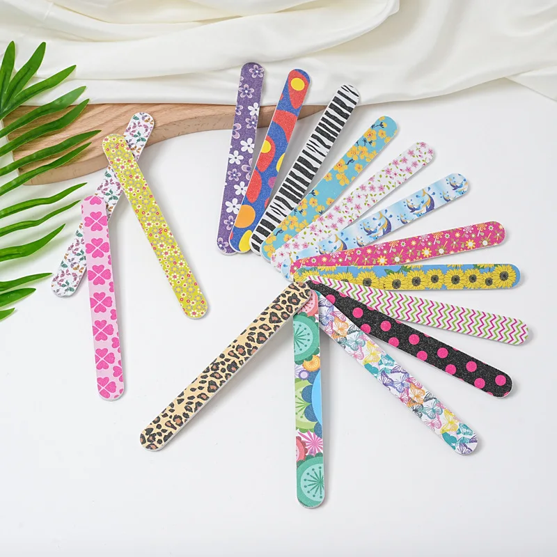 

20pc Nail File Nail Buffer EVA Flower Printed Love Leaves Pattern Random Double-sided Grinding Uv Gel Polish Build Rubbing Strip