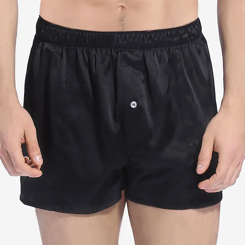 Men's 100% Real Mulberry Silk Boxer Shorts Panties Skin Soft Super Comfortable Elastic Band Bottom Shorts Seamless