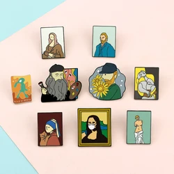 Creative Painter Van Gogh Brooches Art Sunflower Oil Painting Enamel pin Bag Shirt Jackets Lapel Badge Jewelry Gift for Friends