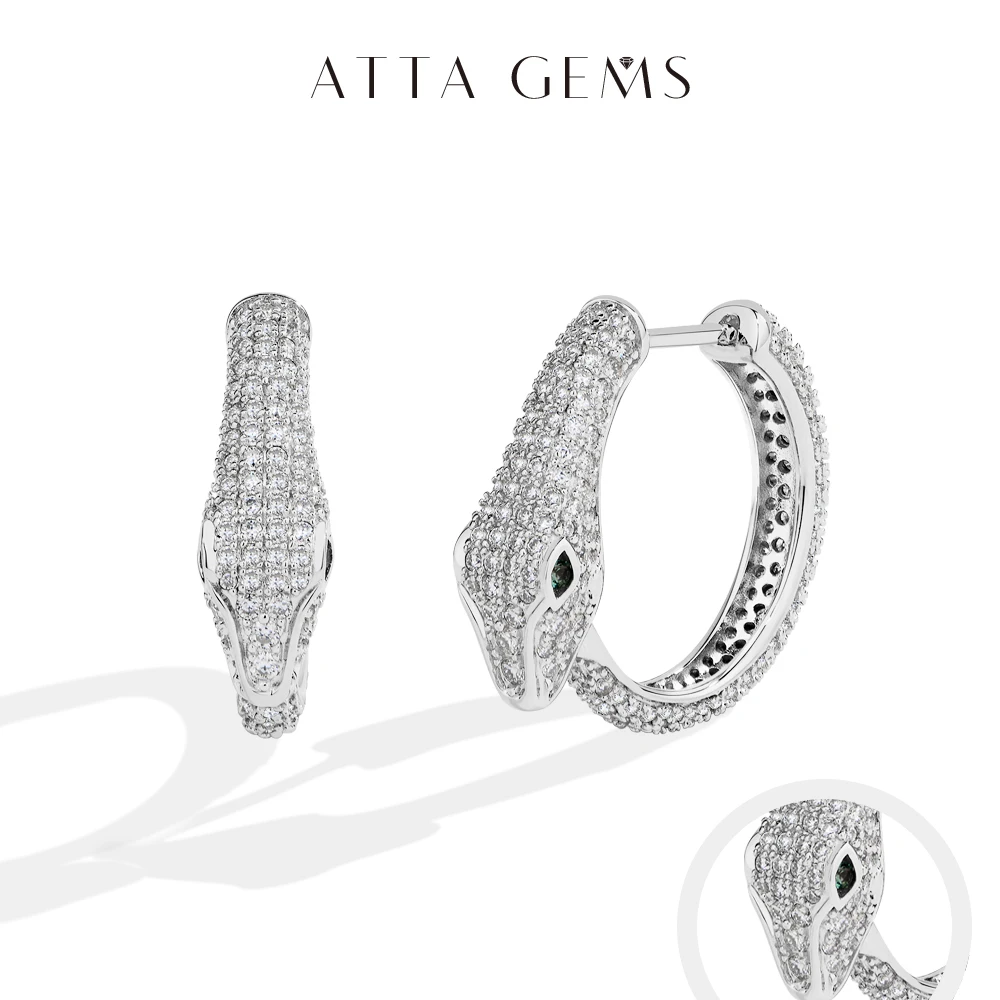 

КРЕПЛЕНИЯ Подлинные серьги в форме змеи из серебра 925 пробы с муассанитом D-цвета VVS1. Идеально подходят для помолвки и свадьбы.