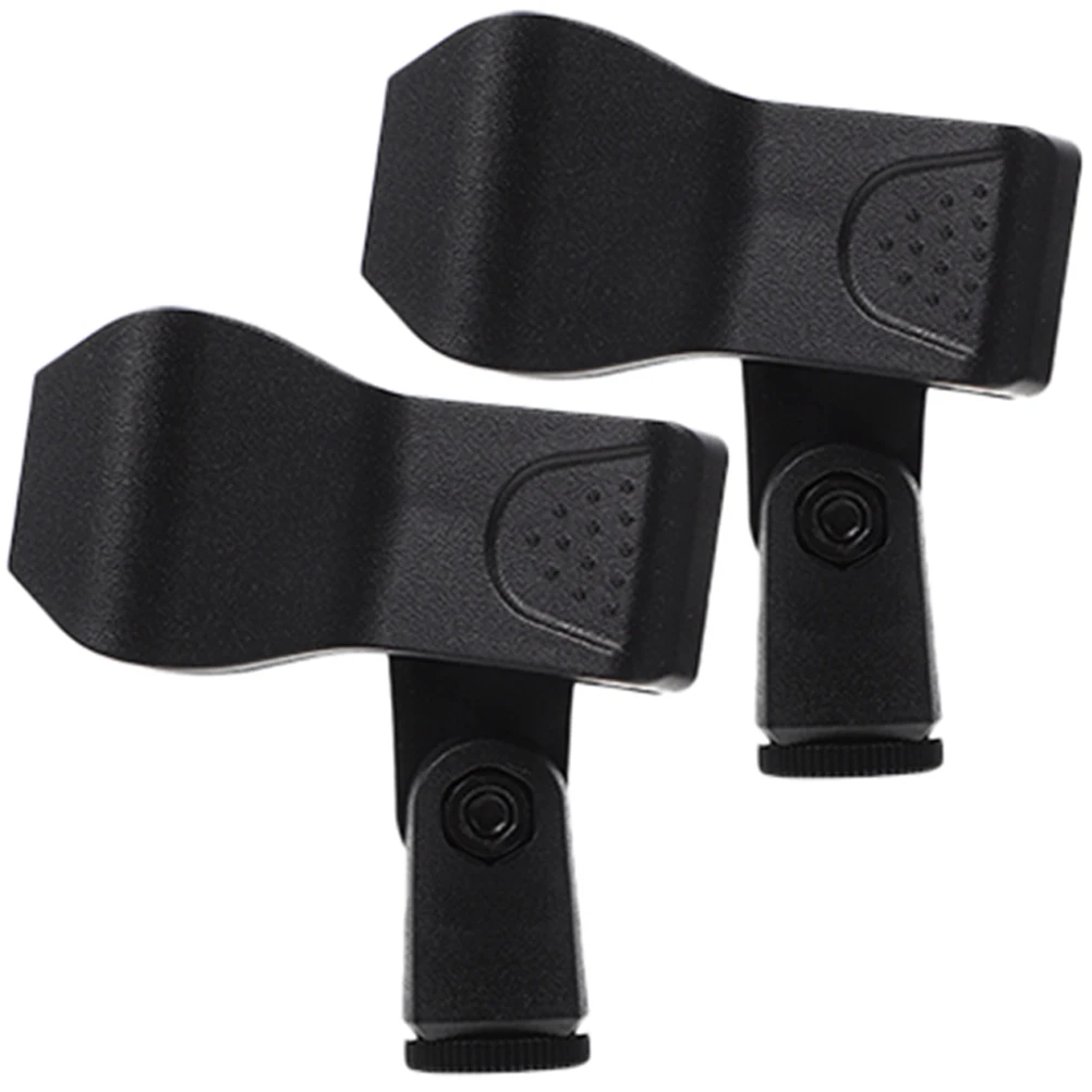 

2Pcs Portable Durable Round Microphone Clip Hanging Clamp Mount Small Plastic Mic Holder Adjustable Height Tilt Angle