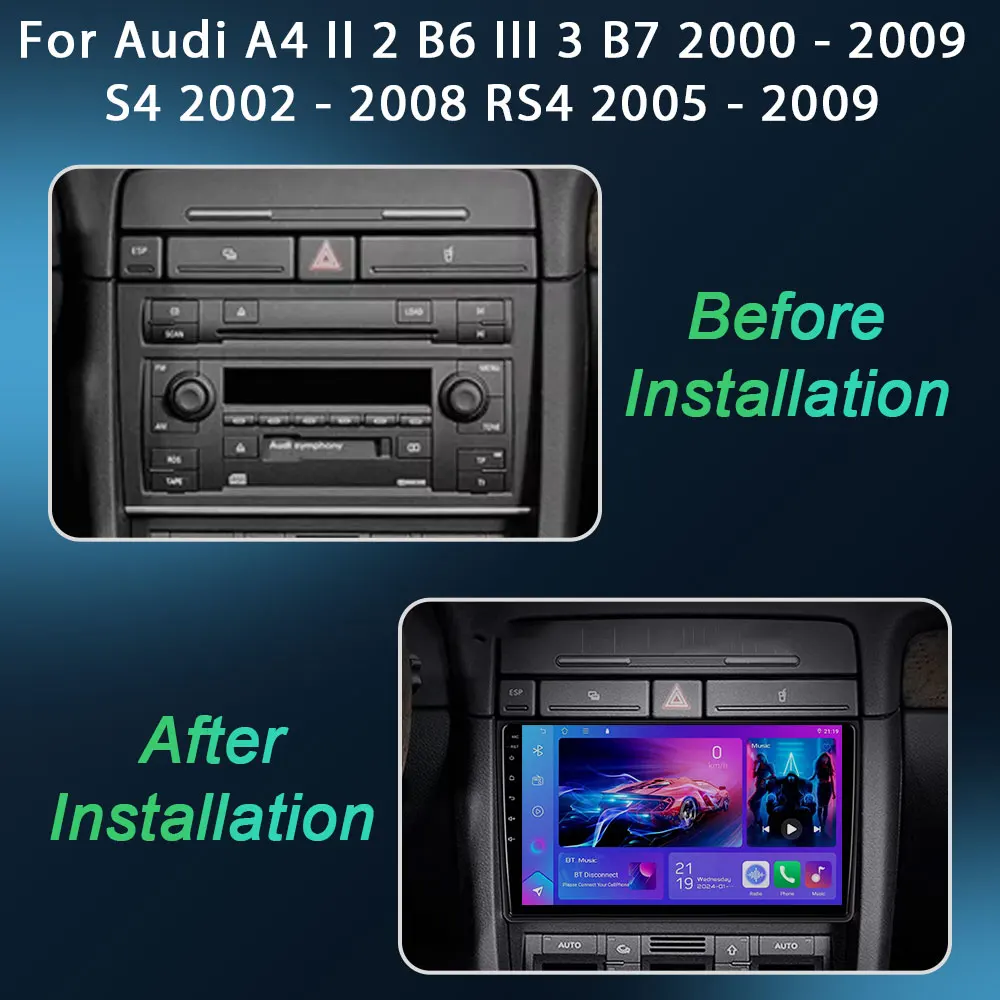 أندرويد 15 لأودي A4 II 2 B6 III 3 B7 2000 - 2009 S4 2002 - 2008 RS4 2005 - 2009 راديو السيارة الوسائط المتعددة مشغل فيديو الملاحة #2