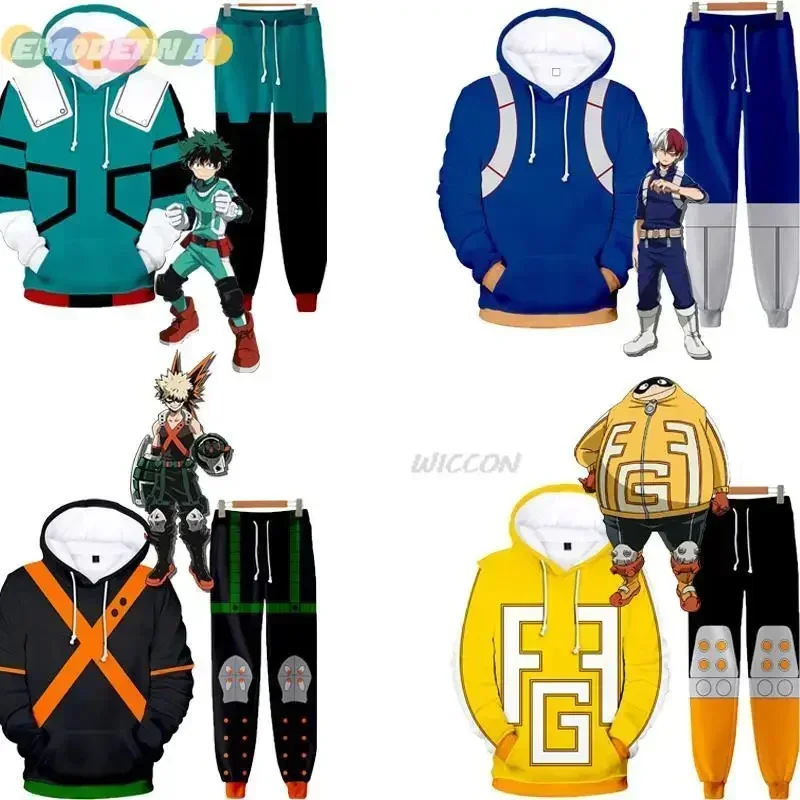 HN8 Boku No Hero Academy Midoriya Izuku Cosplay Boys Costume Hoodie Pants Anime Cosplay Kids Halloween Clothes Child Role Pl)4Dc
