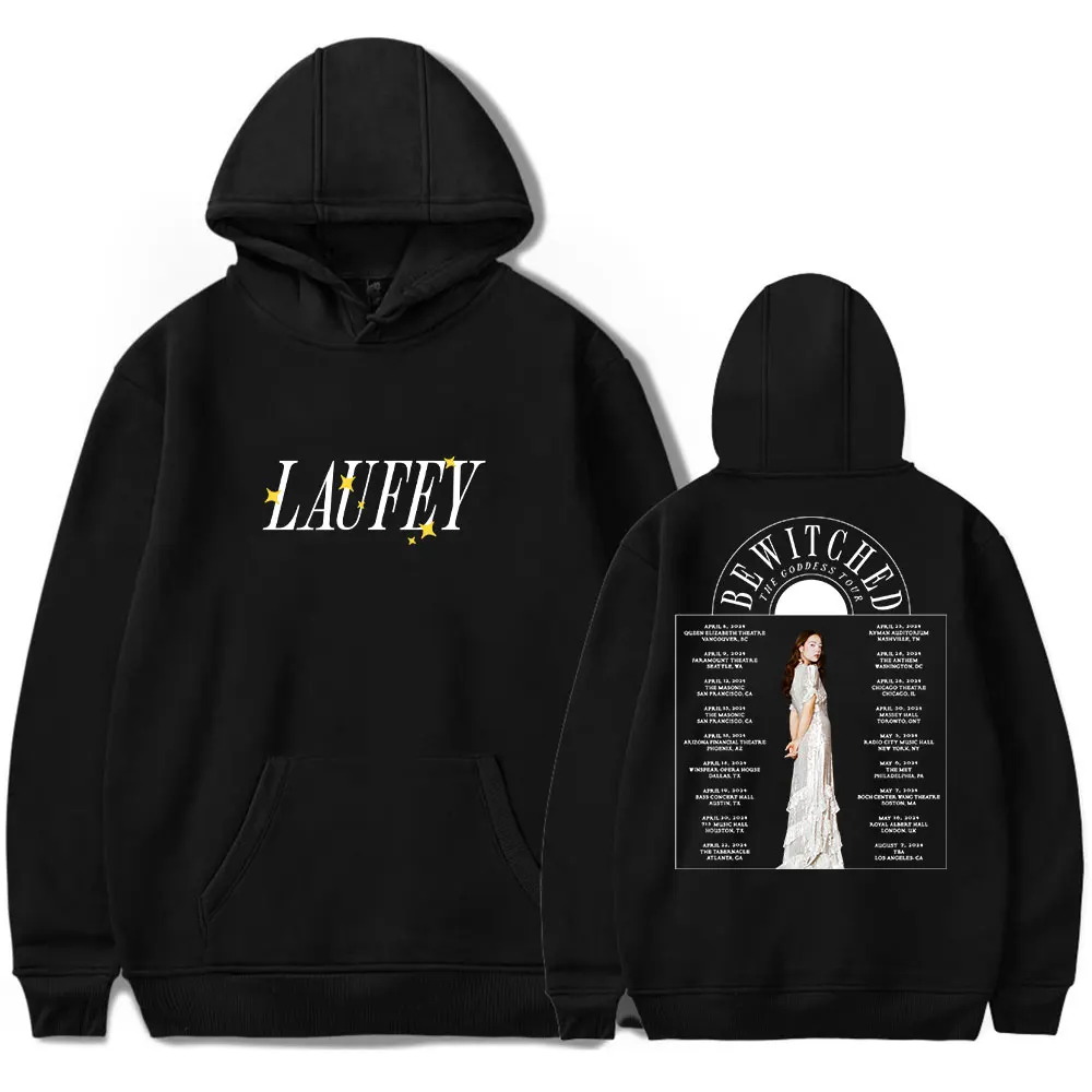 Laufey Print Hoodie Bewitched The Goddess Tour Merch Women Men Fashion Casual Long Sleeve Sweatshirts Hip Hop Gothic Streetwear