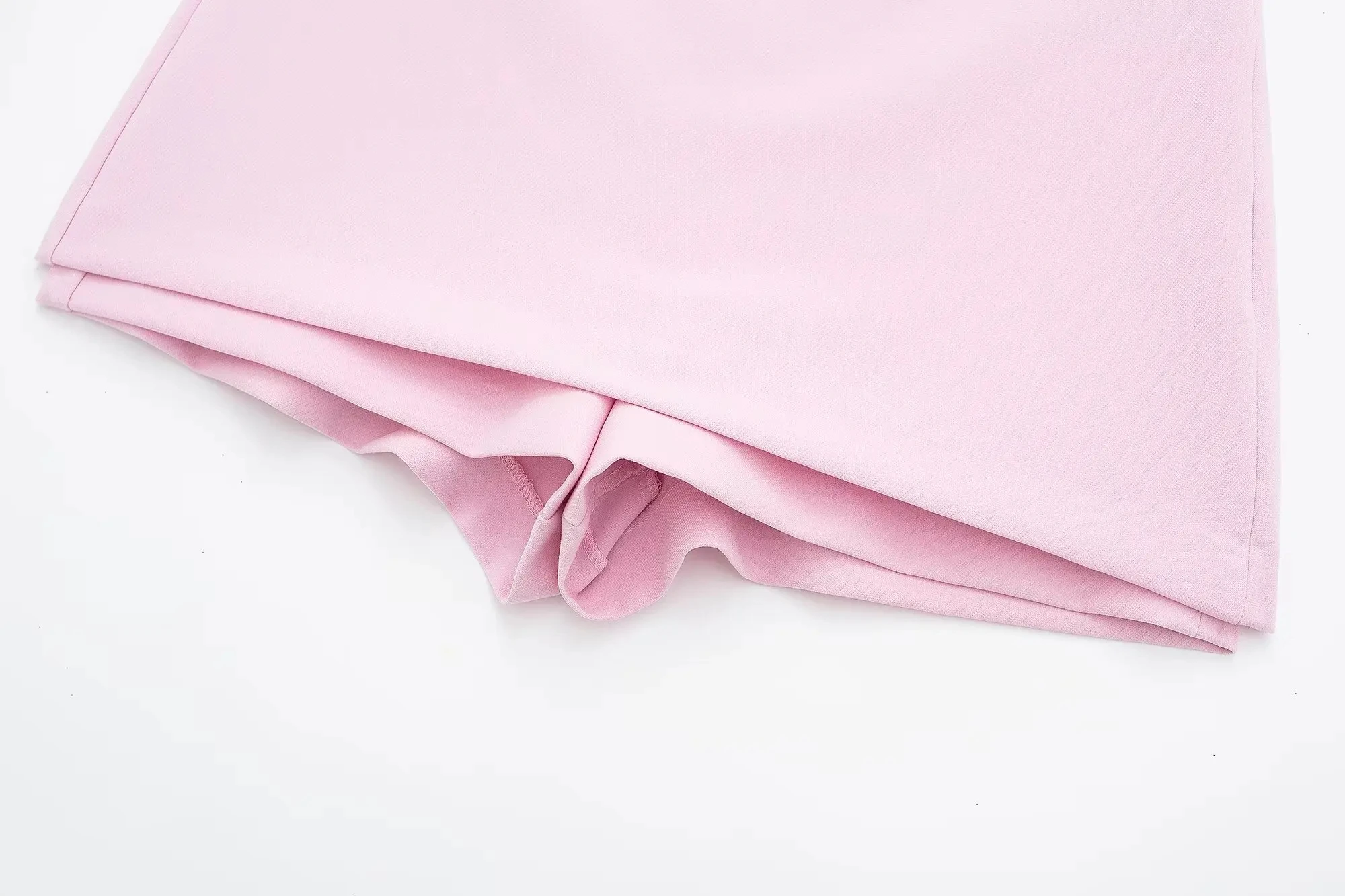HH 2024 Sommer-Damen-Tanktop, rückenfrei, ärmellos, Neckholder, V-Ausschnitt, abgeschnitten, + A-Linie, hohe Taille, Mini-Shorts, modischer rosa Anzug – Detail 18