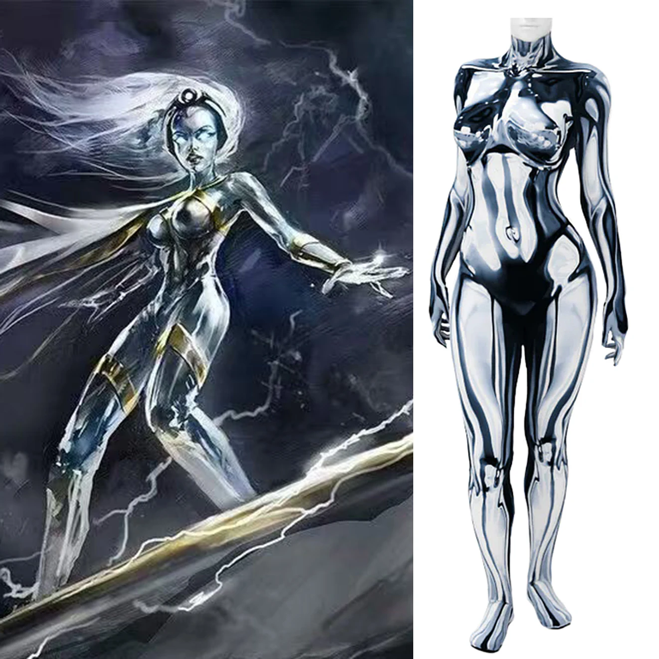 

Fantastic Four First Steps Cosplay Silver Surfer Costume Female Norrin Radd Superhero Printed Spandex Bodysuit Halloween Costume