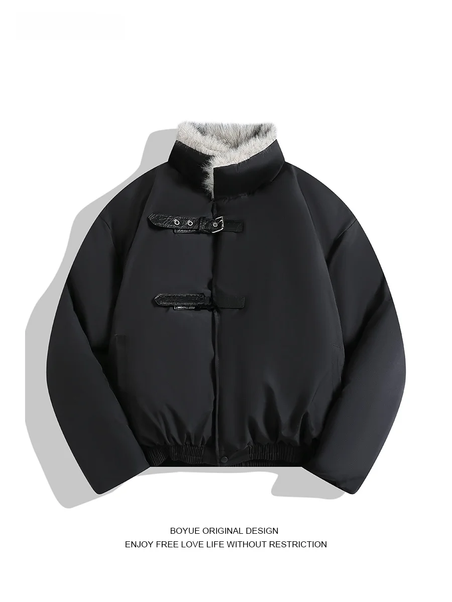 

Зимняя куртка Boyue с меховым воротником, из хлопка с кожаными пуговицами, теплая и стильная для молодежи