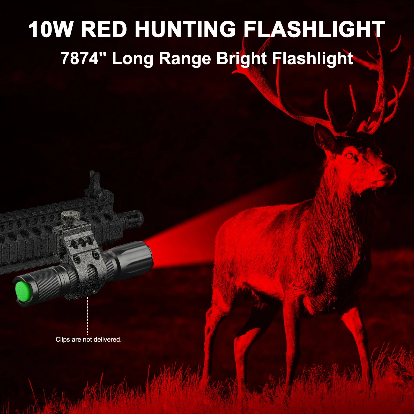 X1Pro Red Hunting Light 200m Wide Angle Spotlight 800 LM Predator Light  Compact Tactical Flashlight for Coyote Fox Wild Boar