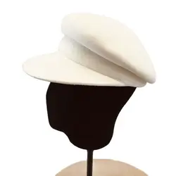 100% Wool White Black Winter Hat Warm Wool Hat for Women Visor Beret Newsboy Hat Cap Girl Ladies Felt Church Hats Cabbie Hat