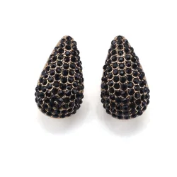 2025 New Black Crystal Rhinestones Water Drop Geometric Earrings Women Indian Statement Baroque Small Earrings Jewelry