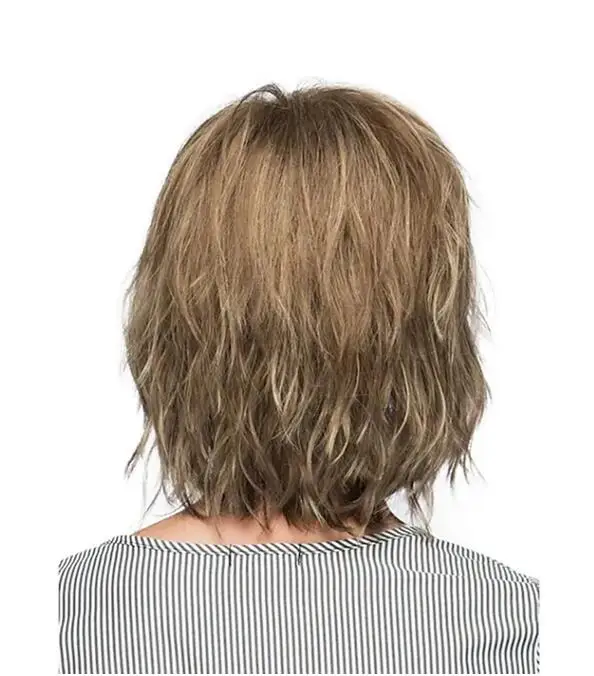 Synthetic Hair Blend best male full Wigs Natural looking Wig Short layered Wavy Costume Wig for Women with bangs