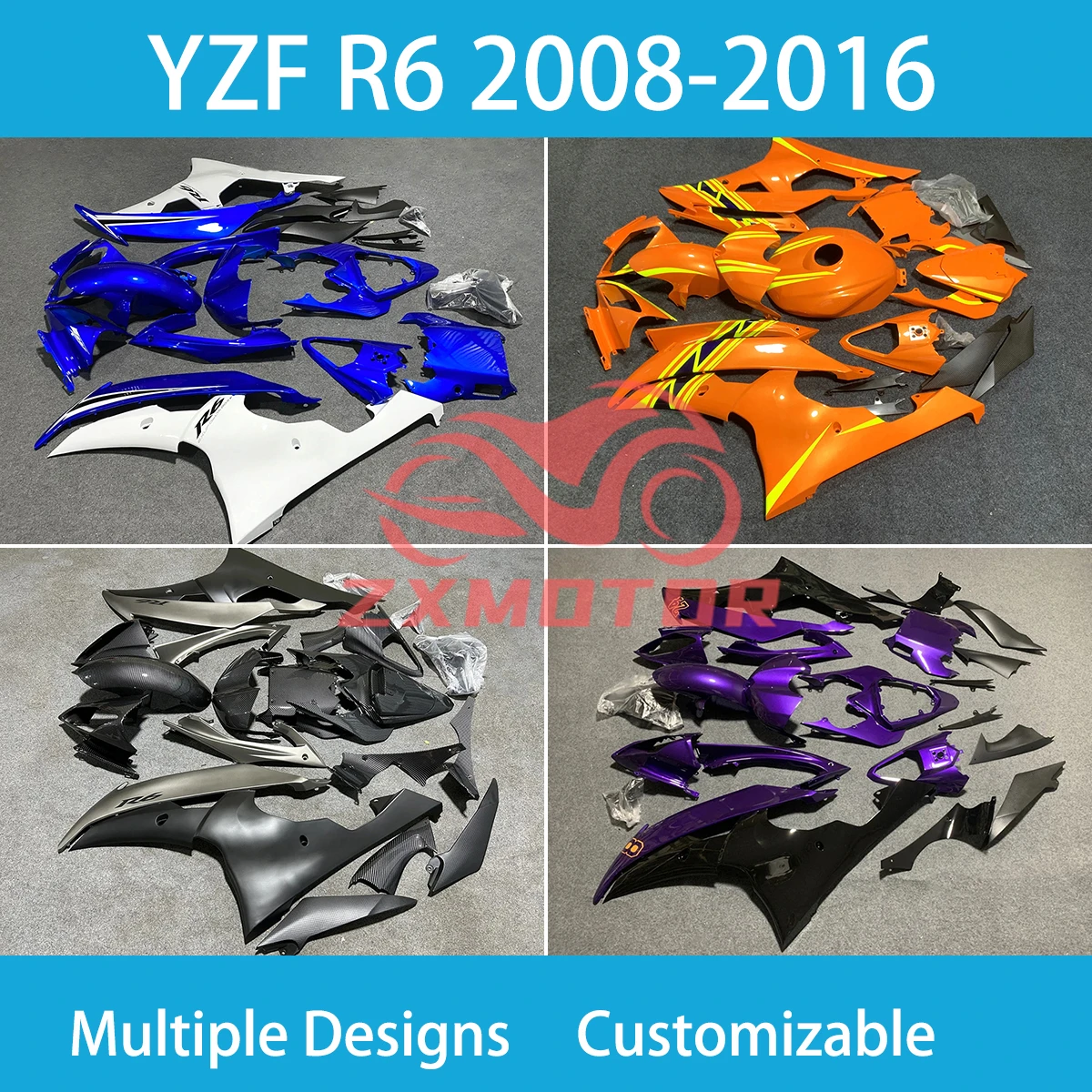 Fairing Kit for YAMAHA YZFR6 2008 2009-2016 Full Motorcycle Fairings Free Custom Prime YZF R6 08 09 10 11 12 13 14 15 16 New