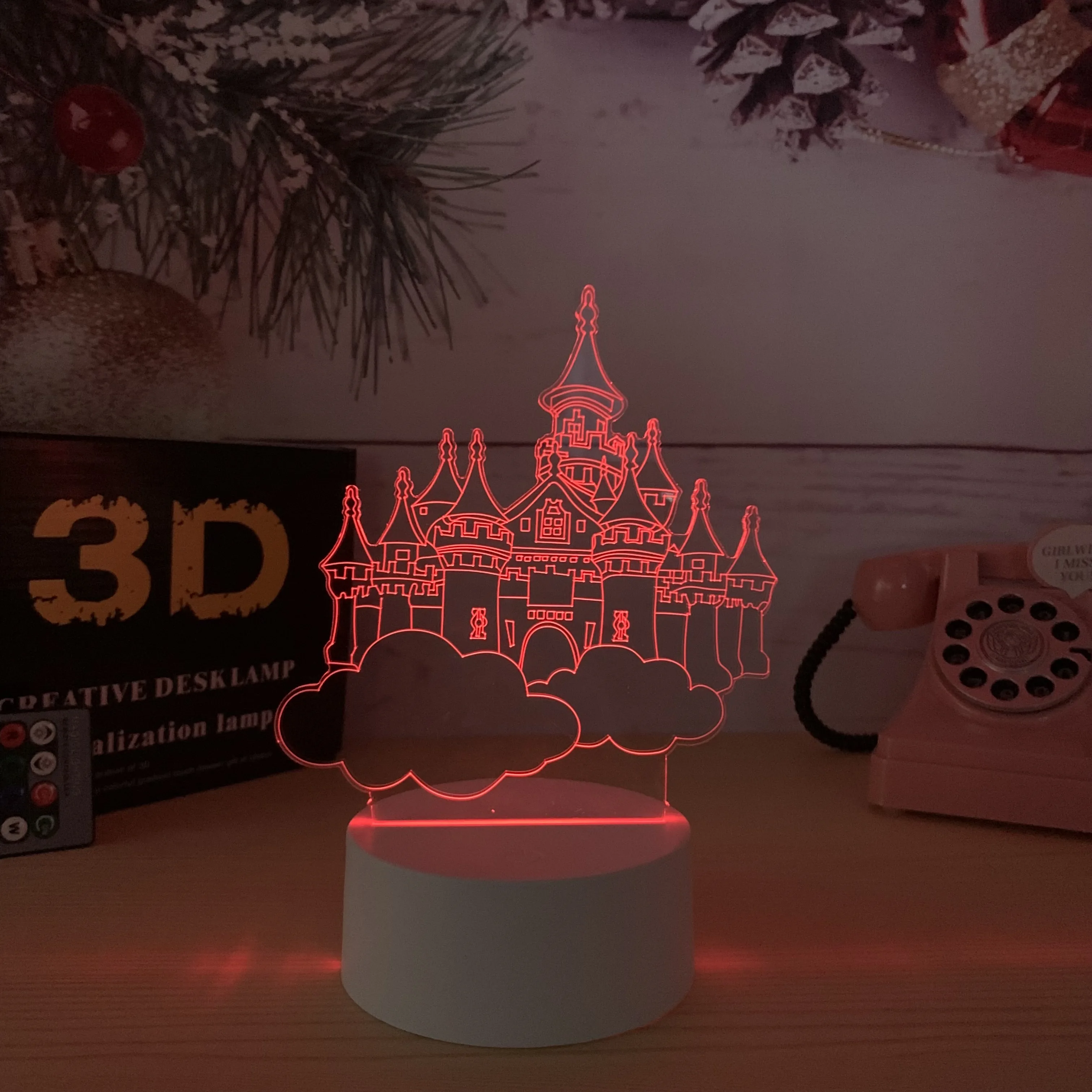 Creative Colorful Castle Acrylic 3D Home Bedroom Study Eye Protection Led Plug-in Night Light