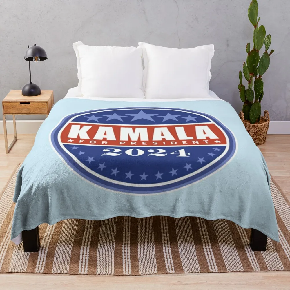 circular kamala 2024 - vote for kamala harris 2024, kamala for president Throw Blanket Camping Bed Fashionable Warm Blankets