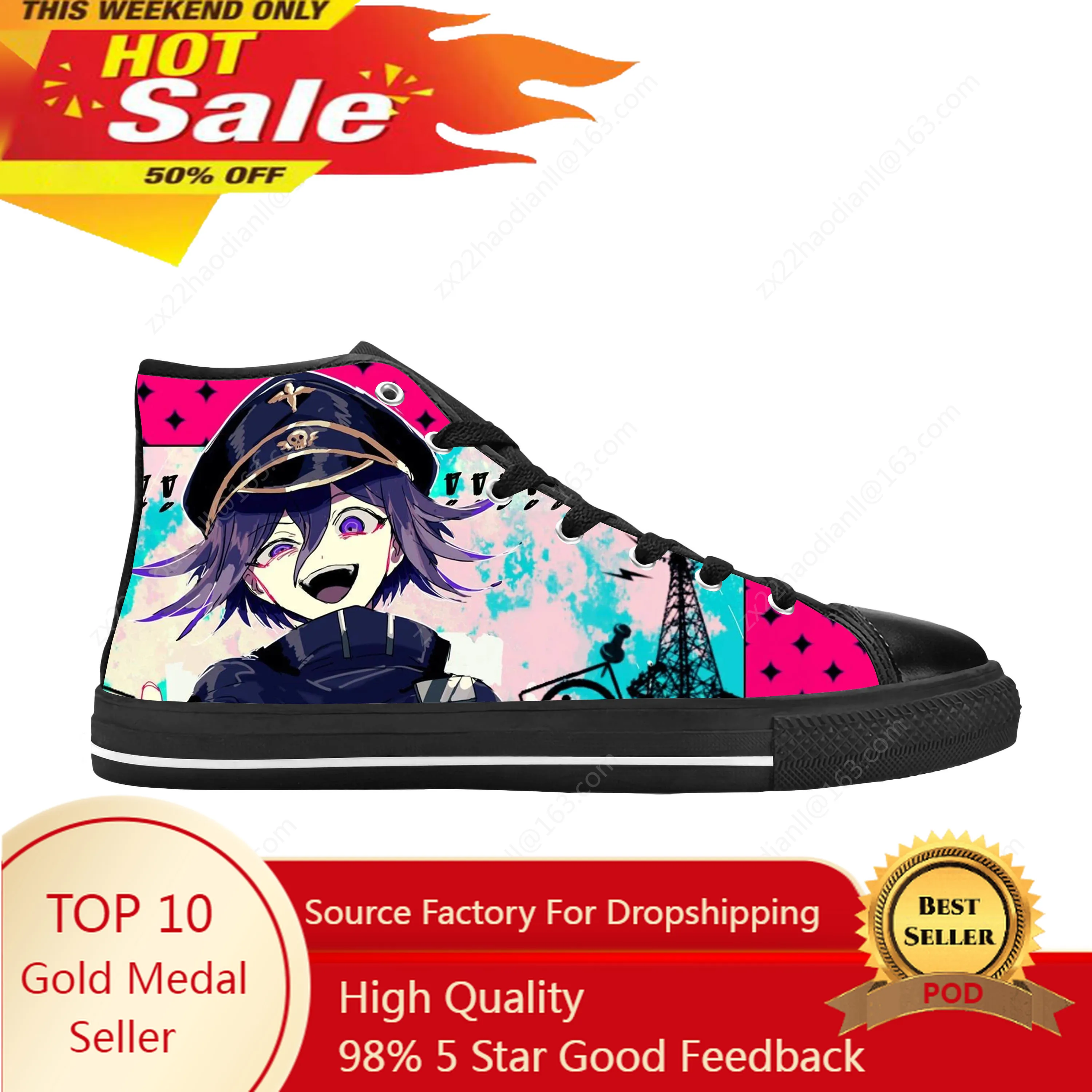 

Anime Cartoon Game Danganronpa Kokichi Oma Ouma Casual Cloth Shoes High Top Comfortable Breathable 3D Print Men Women Sneakers