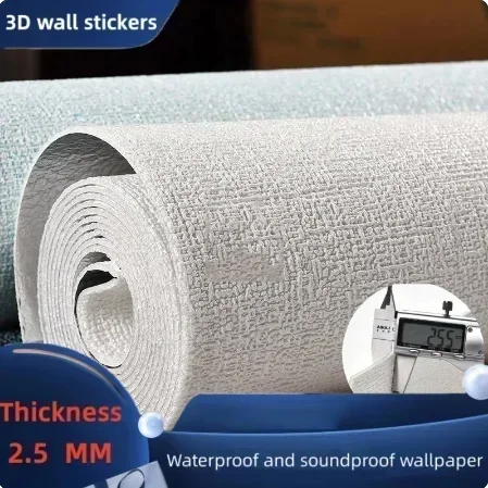 

Linen Wallpaper Self-adhesive Waterproof Moisture-proof and Moldy Resistant 3D Wall Stickers Home Living Room Wall Decoration