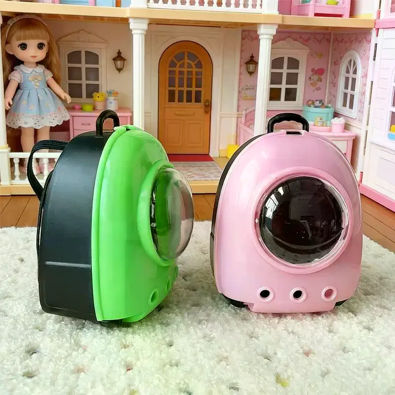 /GJ/Dollhouse Pet Cat Bag Model For 15/17cm Doll Backpack Dolls House Scene Decoration Ornament Pretend Play Toys 1Pcs