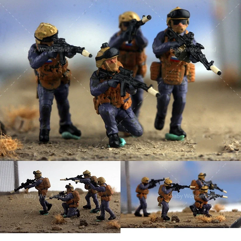 

Painted Miniatures 1/72 Russian SSO Special Forces Syria 4-Person Group Group Group War Scene Figure Doll Model For Car Toys