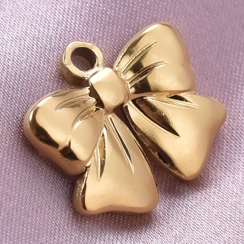 10pcs/Lot Wholesale Girl Pendant Bow Stainless Steel Charm Diy Jewelry Making Supplies Women Accessories Handmade Earrings Bulk
