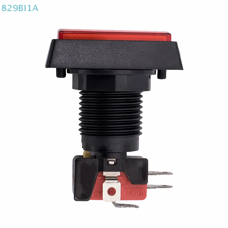 

1 шт., аркадная кнопка, 25 центральных красных кнопок для кредитных монет, игровые светодиодные прямоугольные кнопки с микропереключателем, 1 шт.